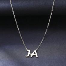 定制首字母不锈钢吊坠项链，个性化铭牌链