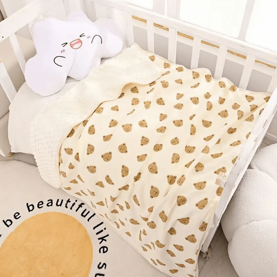Chăn mềm mại cho bé có họa tiết động vật in và chấm bi dịu nhẹ, dành cho cả trẻ sơ sinh và trẻ nhỏ, xe đẩy cũi - 100*110cm - Xem 1