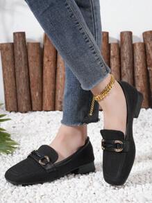 Scarpe mocassino piatte con punta quadrata in stile cinese per donna, nuove scarpe in pelle vera per autunno/inverno