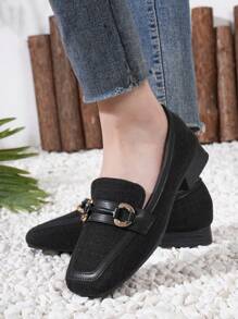 Scarpe mocassino piatte con punta quadrata in stile cinese per donna, nuove scarpe in pelle vera per autunno/inverno