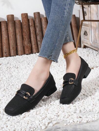 Scarpe mocassino piatte con punta quadrata in stile cinese per donna, nuove scarpe in pelle vera per autunno/inverno