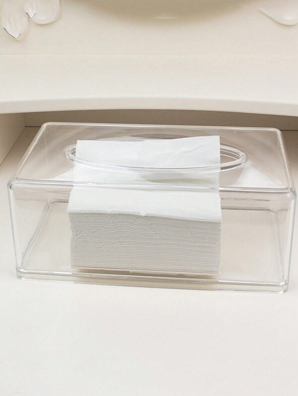 1pc Caixa de lenços de acrílico transparente, caixa de armazenamento de toalhas de rosto, cozinha de mesa, sala de jantar, guardanapo, caixa de gaveta de banheiro