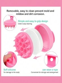 1PC Bàn chải massage da đầu, Dụng cụ gội đầu bằng rơm lúa mì, Bàn chải tóc bằng silicon, Bàn chải massage & làm sạch da đầu, Tẩy tế bào chết cho da đầu, Dụng cụ loại bỏ gàu, Phù hợp cho cả nam và nữ - Nhiều màu - Xem 6