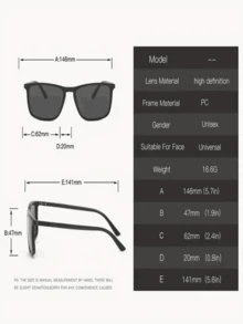 1pc Unisex Square Sports Sunglasses, Classical Outdoor Cycling Fishing Driver Glasses With Decorative Temples, Gift Box Packaging, Ideal Holiday Gift