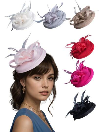 Elegant Celebrity-Inspired Hat, Complete With Headband And Hair Clips; Perfect For Ladies' Parties, Bachelorette Parties, Horse Racing, Weddings, Derby Matches, Single-Cup Cowboy Hats/Women's Cowboy Hats, Halloween.