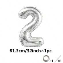 32英吋 81cm 銀色數字氣球 數字24 鋁箔膜 適用於派對、婚禮、單身派對、生日、新娘派對、畢業、週年慶祝裝飾 (0-9) - 彩色 - 查看 18