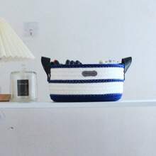 Giỏ đựng đồ đan bằng dây thừng thủ công có tay cầm bằng da kiểu dáng giỏ đựng đồ để bàn hộp đựng đồ mỹ phẩm đồ chơi Bắc Âu - Nhiều màu - Xem 3