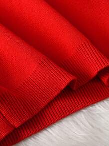 Gilet in maglia a tinta unita scollo a V per bambini e bambini, adatto per abbigliamento scolastico in primavera, autunno e inverno - Rosso - Visualizzare 5