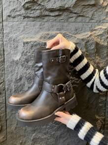 Giày bốt cổ cao đến giữa bắp chân thời trang và đa năng - Màu Khaki - Xem 4
