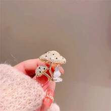 1pc Cute Rabbit & Mushroom Crystal Embellished Women Brooch, Luxury Unique Accessory, Daily/Festival Gift Dress Accessories Pin For Clothes Bag Charm Backpack For School