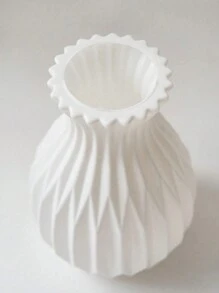 1 件牢不可破的塑料花瓶，用于家居装饰，北欧风格白色花瓶，创意不对称形状，塑料花瓶，用于人造花，适用于客厅、桌子、家居装饰 - 白色 - 查看 5