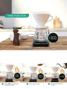 1 件易于使用的咖啡电子秤，具有高精度、LED 显示值、多种计量单位转换功能。咖啡冲泡时间和数量，让您享受咖啡冲泡过程。测量高达 3000G，精确到 0.1G。