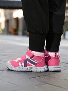Giày thể thao ngoài trời cổ cao cho trẻ em, giày thể thao thường ngày cho bé trai và bé gái, thích hợp cho đi bộ đường dài, đi bộ đường dài, leo núi với đế cao su chống trượt, phù hợp với mọi mùa giày học sinh - Màu Hồng Tươi - Xem 7