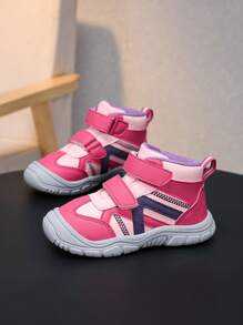 Giày thể thao ngoài trời cổ cao cho trẻ em, giày thể thao thường ngày cho bé trai và bé gái, thích hợp cho đi bộ đường dài, đi bộ đường dài, leo núi với đế cao su chống trượt, phù hợp với mọi mùa giày học sinh - Màu Hồng Tươi - Xem 2