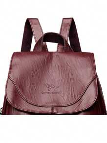 2023新款高品质软皮女士背包复古纯色单肩包大容量旅行书包女生背包