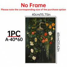 1pc Botanical Bathroom Wall Art, Floral Bath Shower Wall Art, Cottagecore Decor, Dark Green Prints Laundry Room Decor, Moody Plants Flowers Painting For Bathroom, Posters And Prints, Canvas Painting, Decor For Home- Bathroom, Funky Room Decor Aesthetic, Room Decoration Stuff - Multicolor - View 16