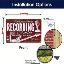 Customized Name Engraved Metal Plaque - 8"X12" Personalized Vintage Metal Decor For Recording Studio, Music Room - Multicolor - View 2