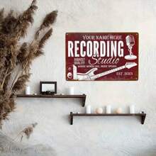 Customized Name Engraved Metal Plaque - 8"X12" Personalized Vintage Metal Decor For Recording Studio, Music Room - Multicolor - View 5