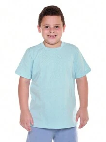 Basic Youth T-Shirt For Boys 100% Premium Cotton Round Neck For Teenage Boys Without Print - 淺藍色 - 查看 2