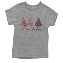 Merry Christmas Faux Glitter Trees Youth T-Shirt