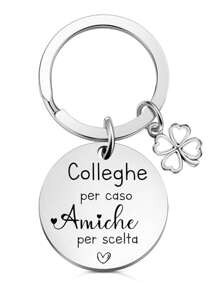 Portachiavi per colleghi, portachiavi per amici, portachiavi a forma di quadrifoglio portafortuna, portachiavi dell'amicizia, per il Ringraziamento, il pensionamento, il compleanno, lettera, casual, carino, elegante, in acciaio inossidabile, per il Ringraziamento, San Valentino, accessori per auto, ciondolo per borse, zaino per la scuola, gotico, stile Y2K, Ognissanti, accessori per la Festa degli Insegnanti, idee regalo di Natale, porta badge con cordino - Argento - Visualizzare 8