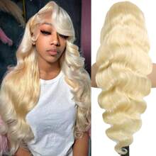 PAZAT 613 13x4 Lace Front Wig Human Hair 200 Density Blonde Body Wave Lace Front Wigs Human Hair Blonde Wig Human Hair 13x4 Lace Frontal Wig 613 Human Hair Wig For Women Short Bob Wigs(8-14inch)