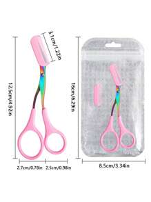 1 件装马卡龙色精密眉毛剪带梳 - 防滑、不锈钢和塑料、无香味化妆工具 - 旅行配件、婚礼、派对、生日礼物，适合女士和女孩 - 彩色 - 查看 6