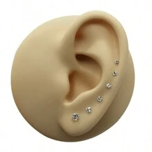 6 件 925 纯银穿孔鼻钉，带圆形方晶锆石，1.5 毫米/1.8 毫米/2.0 毫米/2.2 毫米/2.5 毫米/3.0 毫米四爪球鼻/耳洞首饰