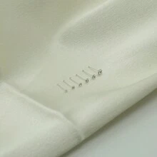 6 件 925 纯银穿孔鼻钉，带圆形方晶锆石，1.5 毫米/1.8 毫米/2.0 毫米/2.2 毫米/2.5 毫米/3.0 毫米四爪球鼻/耳洞首饰