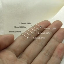 6 件 925 纯银穿孔鼻钉，带圆形方晶锆石，1.5 毫米/1.8 毫米/2.0 毫米/2.2 毫米/2.5 毫米/3.0 毫米四爪球鼻/耳洞首饰