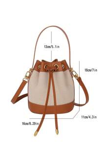 1 chiếc túi xách nữ, túi đeo vai đan bằng rơm thông thường, túi đeo chéo vai, túi xách nhỏ có khóa rút - màu nâu - Xem 2