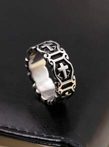 1 chiếc nhẫn nam bằng thép không gỉ cổ điển, phụ kiện quà tặng tiệc/ngày lễ tình nhân - Bạc - Xem 9