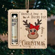 定制圣诞饰品 - 木制饰品、圣诞吊坠、木制钱包、适合圣诞节、麋鹿形状钱包、定制饰品、个性化饰品、适合家庭、派对 - 1 件 - 彩色 - 查看 9