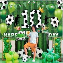 1pc Football Themed Birthday Party Backdrop Decorative Banner, Suitable For 6-11 Years Old Birthday Party, Photography Studio, Multipurpose Spring/Summer Banner Decor - No Electricity Needed, Home Decor, Party Decor, Birthday Cake Table, Poster Hanging Banner, Vinyl Decor, Photo Studio Props, 150cm/59in*100cm/39in - Multicolor - View 12