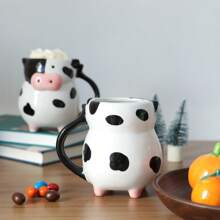 1 件可爱奶牛陶瓷杯，创意熊猫咖啡杯，手工制作大容量牛奶杯，动物主题果汁杯，生日、圣诞节、情人节礼物返校