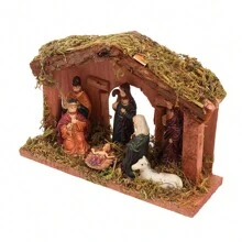 Nativity Scene Figurine Set, Decorations Creche House With Figures, Christian Holiday Home Decor Best Gifts Birthday Graduation Christmas Decorations Room Decor Christmas