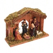 Nativity Scene Figurine Set, Decorations Creche House With Figures, Christian Holiday Home Decor Best Gifts Birthday Graduation Christmas Decorations Room Decor Christmas