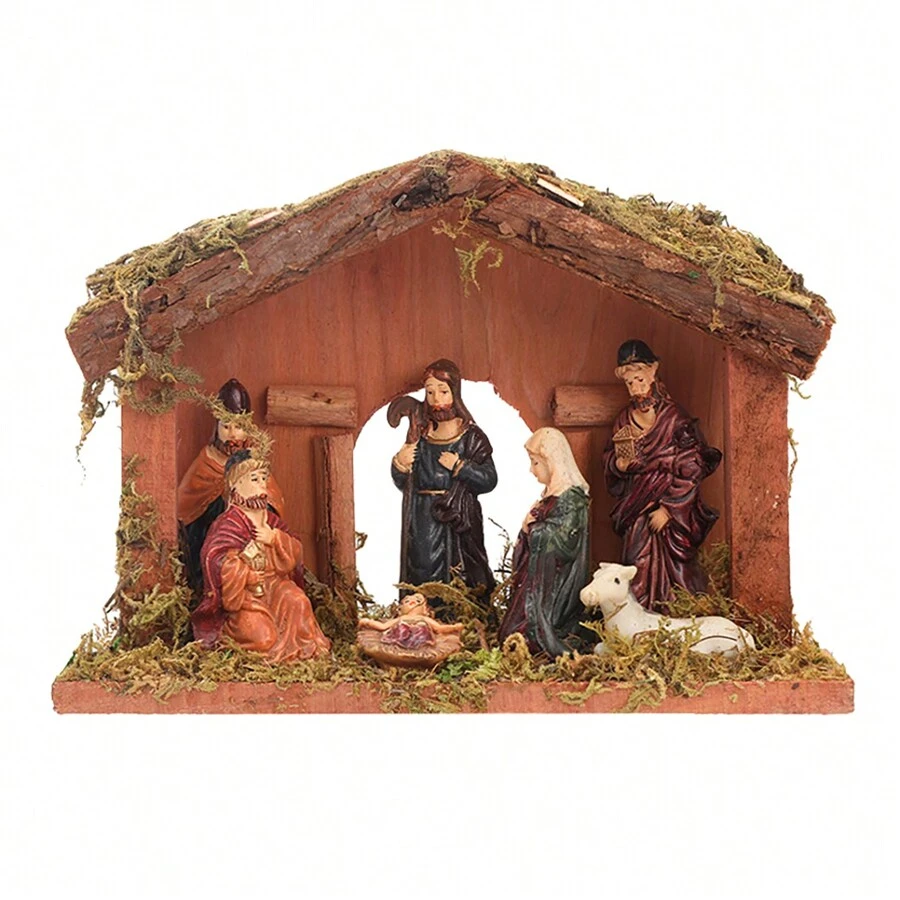 Nativity Scene Figurine Set, Decorations Creche House With Figures, Christian Holiday Home Decor Best Gifts Birthday Graduation Christmas Decorations Room Decor Christmas