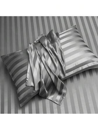 2pcs 90gsm Striped Pillowcases, Soft Envelope Closure Pillow Covers For Bedroom And Guestroom, Pillow Shams Only (No Insert)