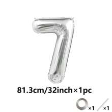 32英吋 81cm 銀色數字氣球 數字24 鋁箔膜 適用於派對、婚禮、單身派對、生日、新娘派對、畢業、週年慶祝裝飾 (0-9) - 彩色 - 查看 21