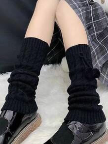 1 双白色中筒暖腿套，学院风毛绒腿套，适合春/秋/冬，Y2k - 彩色 - 查看 4
