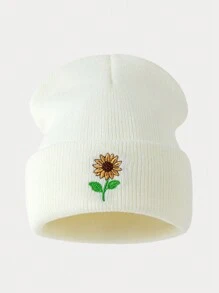 1 或 2 件女士向日葵刺绣针织帽，适合秋冬季、感恩节、教师节、休闲装 - A - 查看 6