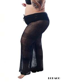 Beach Pants Plus SIZE Knitwear With Adjustable Waistband - 黑色 - 查看 8