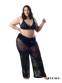 Beach Pants Plus SIZE Knitwear With Adjustable Waistband - 黑色 - 查看 7