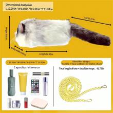HUIJUFU Realistic Puffy Plush Cat - Shaped Cross - Body Handbag For Women - 藍貓 - 查看 8