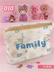 1pc Customized Name & Airplane Pattern Corduroy Toiletry Bag, Great For Storing Toiletries When Traveling, Can Be Customized With Your Unique Design, Suitable For Children And Teenagers, Can Print Your Own Name Or A Friend/Sibling's Name As A Gift Back To School Winter Gift Ideas Boy Girl Valentine's Day
