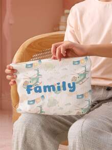 1pc Customized Name & Airplane Pattern Corduroy Toiletry Bag, Great For Storing Toiletries When Traveling, Can Be Customized With Your Unique Design, Suitable For Children And Teenagers, Can Print Your Own Name Or A Friend/Sibling's Name As A Gift Back To School Winter Gift Ideas Boy Girl Valentine's Day