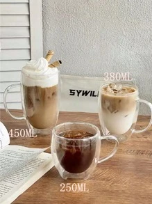 1 件 250 毫升双层玻璃咖啡杯带手柄，拿铁杯隔热防烫，设计精美，适合家庭、餐厅、咖啡店和学校用品聚会返校