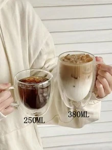 1 件 250 毫升双层玻璃咖啡杯带手柄，拿铁杯隔热防烫，设计精美，适合家庭、餐厅、咖啡店和学校用品聚会返校