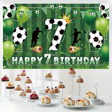 1pc Football Themed Birthday Party Backdrop Decorative Banner, Suitable For 6-11 Years Old Birthday Party, Photography Studio, Multipurpose Spring/Summer Banner Decor - No Electricity Needed, Home Decor, Party Decor, Birthday Cake Table, Poster Hanging Banner, Vinyl Decor, Photo Studio Props, 150cm/59in*100cm/39in - Multicolor - View 3